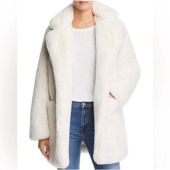 Apparis Jackets & Blazers - Apparis Sophie Faux Fur Ivory White Cream Mid Length Coat Jacket Medium